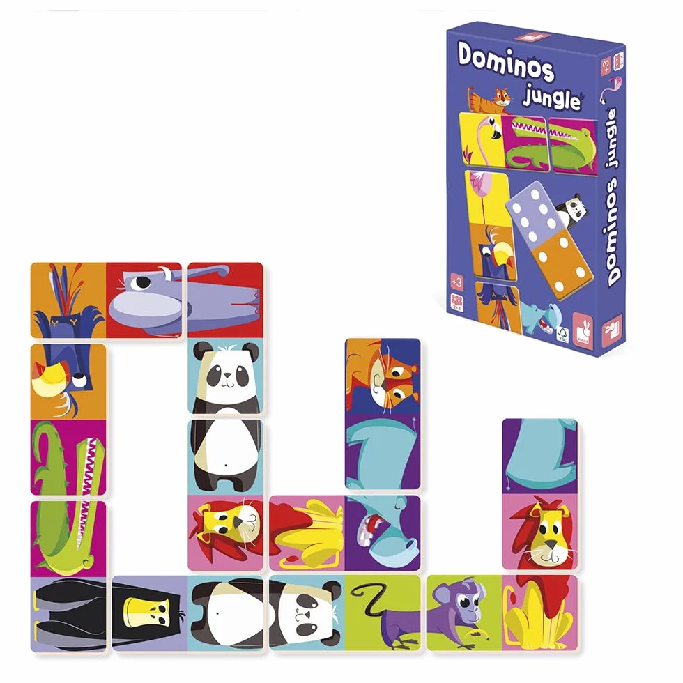 Janod - Jungle Dominoes Game - Childrens Board Game - FSC - Ages 3 and up - J02771