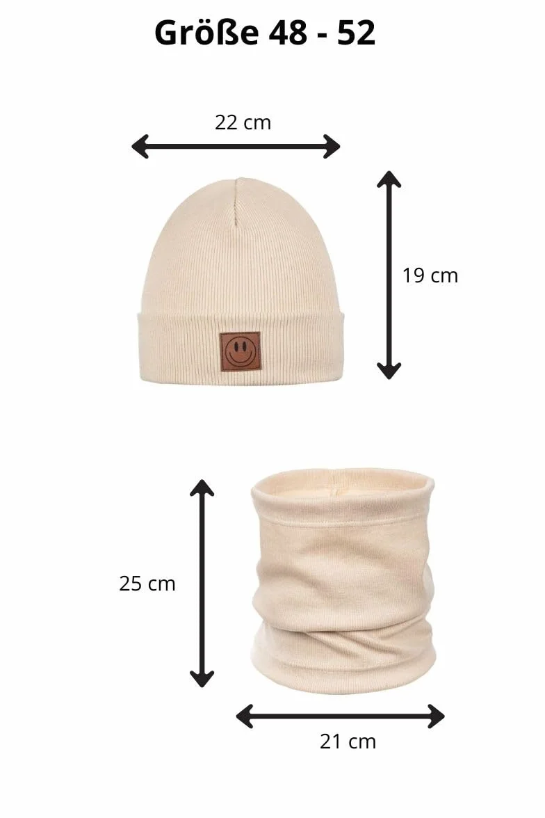 Ander Beanie zestaw szalików dla dzieci i pętli – czapka beanie i komin z bawełny – wiosna jesień – unisex dla chłopców i dziewczynek – miękki i stylowy