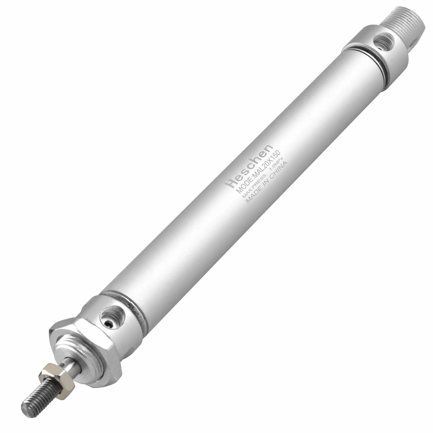 Heschen Pneumatyczny wąski cylinder pneumatyczny MAL 20-150 PT1/8 Port 20 mm otwór 150 mm skok dwustronnego działania