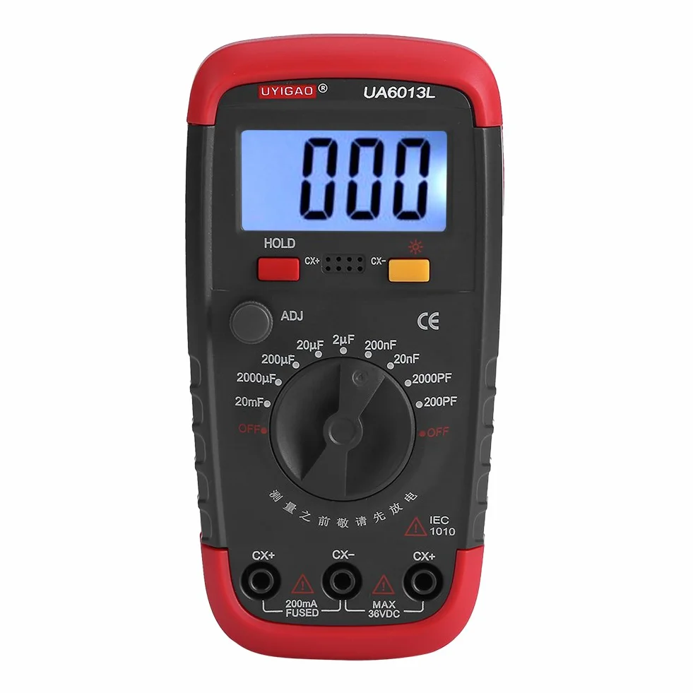 Cyfrowy miernik pojemności , tester kondensatorów Pro 0,1 pF - 20 000 uF z podświetleniem LCD, maks. 1999 r