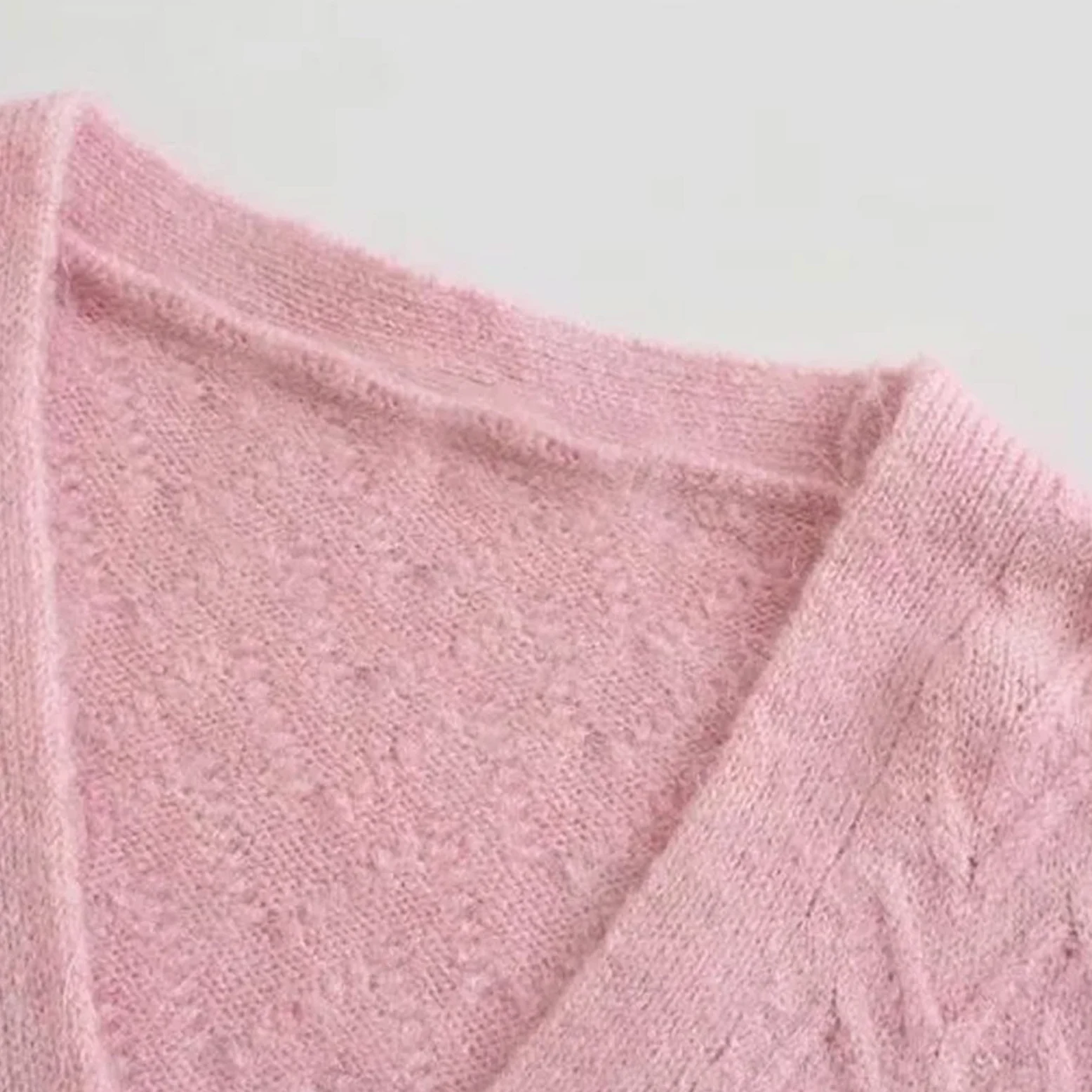 Damskie swetry sweter damski dzianinowe kardigany dekolt w serek różowy kardigan damski top z długim rękawem kieszeń damska dzianinowa kurtka