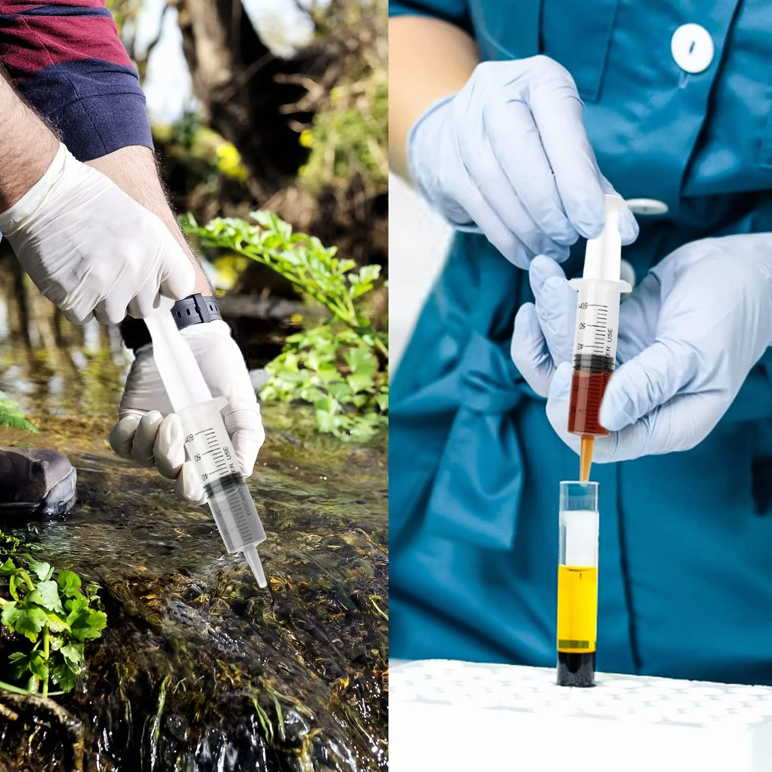 4 x strzykawka z tworzywa sztucznego 60 ml, strzykawka z tworzywa sztucznego z wężem, wielokrotnego użytku, indywidualnie zamknięte opakowanie, do laboratorium, karmy dla zwierząt, nawadniania roślin