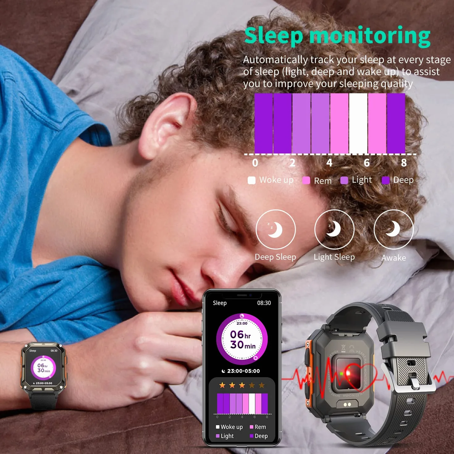 smartwatch męski z asystentem głosowym Bluetooth 1,81 cala IP68 dla Android iOS