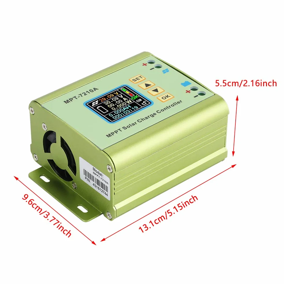 Regulator ładowania panelu słonecznego, MPT-7210A kontroler ładowania panelu słonecznego wyświetlacz LCD kontroler solarny dla przemysłu domowego komercyjnego samochodu łodzi