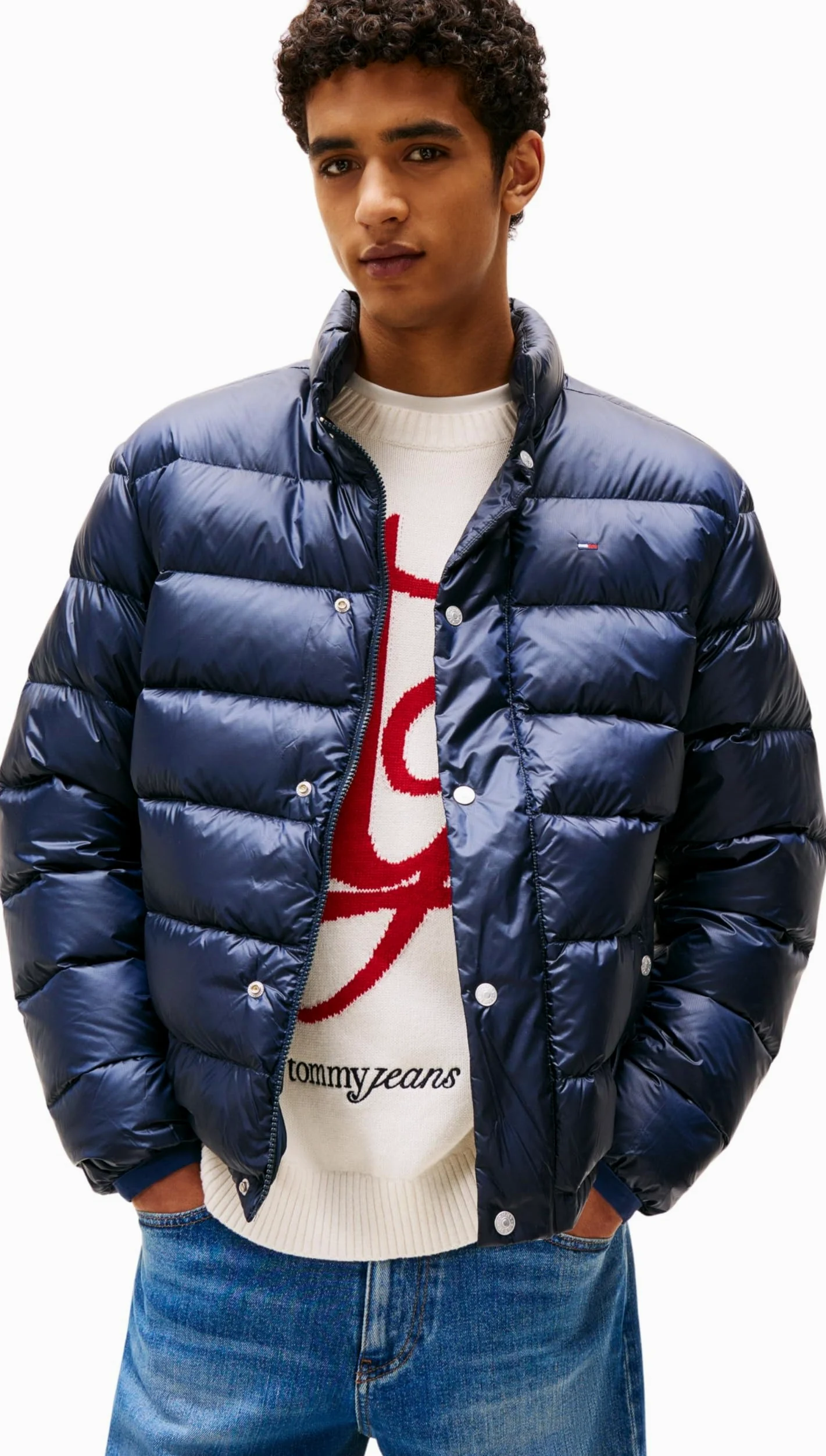 Tommy Jeans Męska kurtka puchowa, Niebieski (Dark Night Navy), M