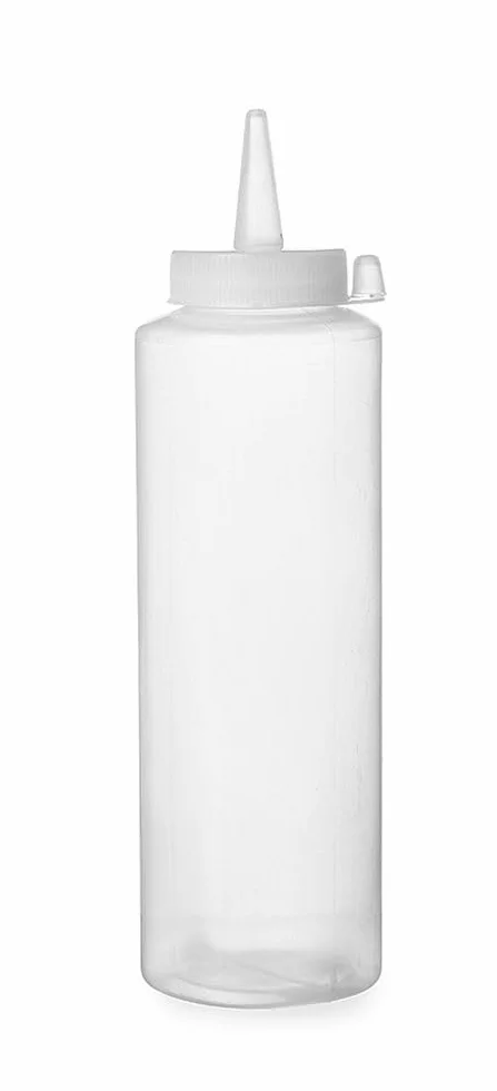 HENDI Dyspenser do sosów, 350 ml, szczelna, wielokrotnego użytku, do ketchupu, musztardy, oliwy z oliwek, butelka wyciskana, ø55x(H)205mm, polietylen, przezroczysta