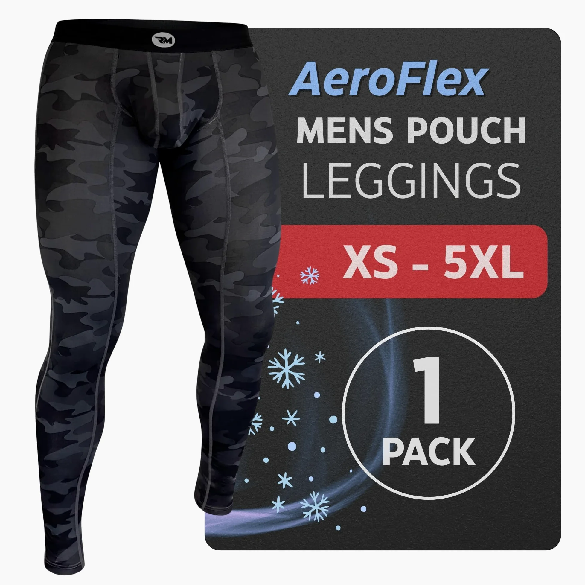 Real Men ABCD Pouch Spodnie kompresyjne, 1, 2 i 3 sztuki, męskie legginsy, spodnie do jogi, rajstopy, warstwa bazowa dla mężczyzn na zimną pogodę