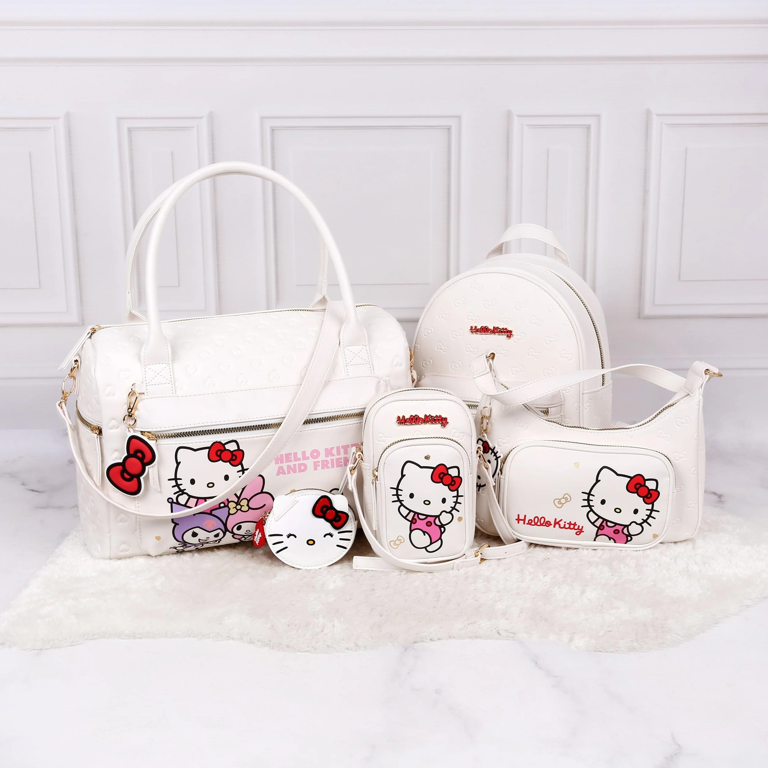 Hello Kitty torba podróżna, torba turystyczna, torba weekendowa na zamek, biała 38x26x16 cm