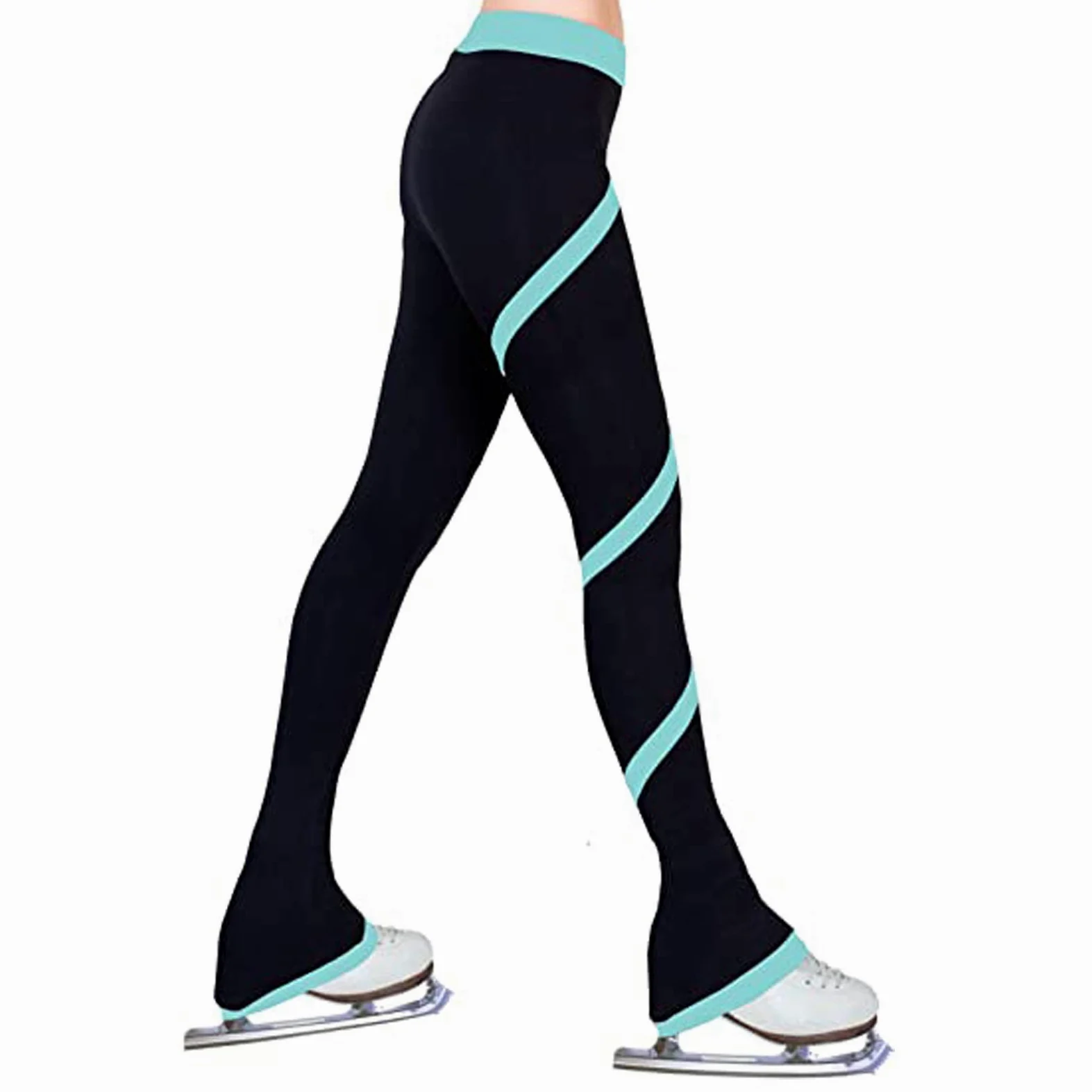 Damskie dziewczęce spodnie do jazdy figurowej, spiralne spodnie do jazdy figurowej, dziewczęce, polarowe legginsy treningowe, odzież sportowa do zawodów treningowych (kolor: A, roz