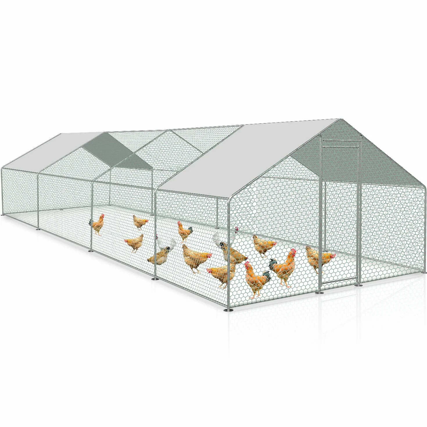 Jopassy Kurnik, 3 x 8 x 2 m, metalowy wybieg, klatka dla małych zwierząt, woliera z plandeką dachową, wybieg dla kur i małych zwierząt