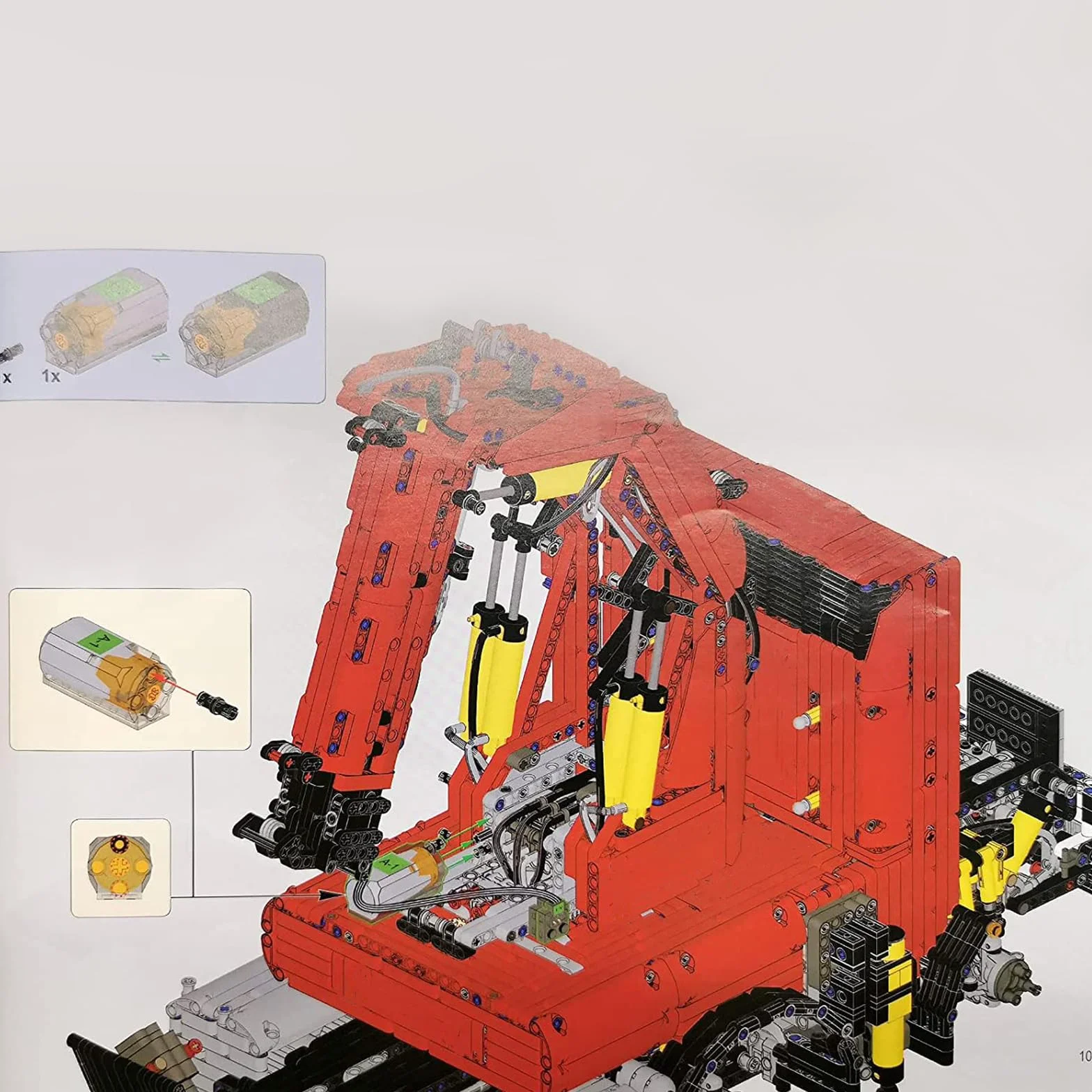Mould King Zestawy pneumatyczne z 10 rodzajami cylindrów pneumatycznych, MOC drążkami ciśnieniowymi tłokowymi, 35 sztuk akcesoriów pneumatycznych, zestaw akcesoriów do dźwigów/ciężarówek