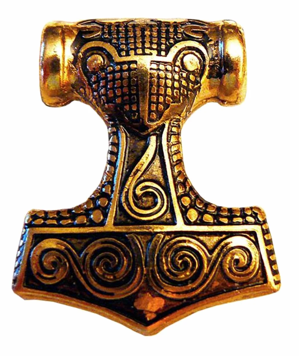 Młotek ochronny 24-karatowy nordycki, 33 x 41 mm, pozłacany 24-karatowym złotem, obustronny design