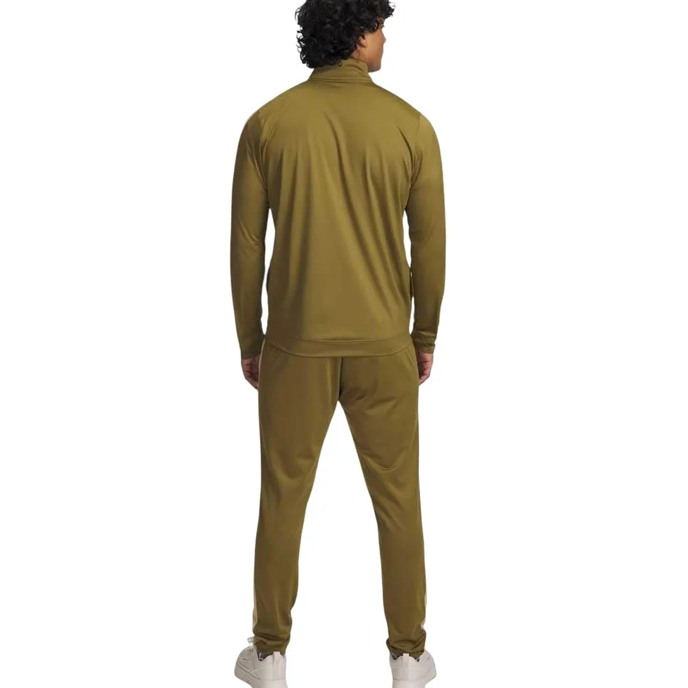Under Armour Męski dres treningowy z dzianiny, wygodny i szybkoschnący top i spodnie do biegania z kieszeniami, męski dres treningowy i do noszenia na co dzień, zielony/polny khaki, MD
