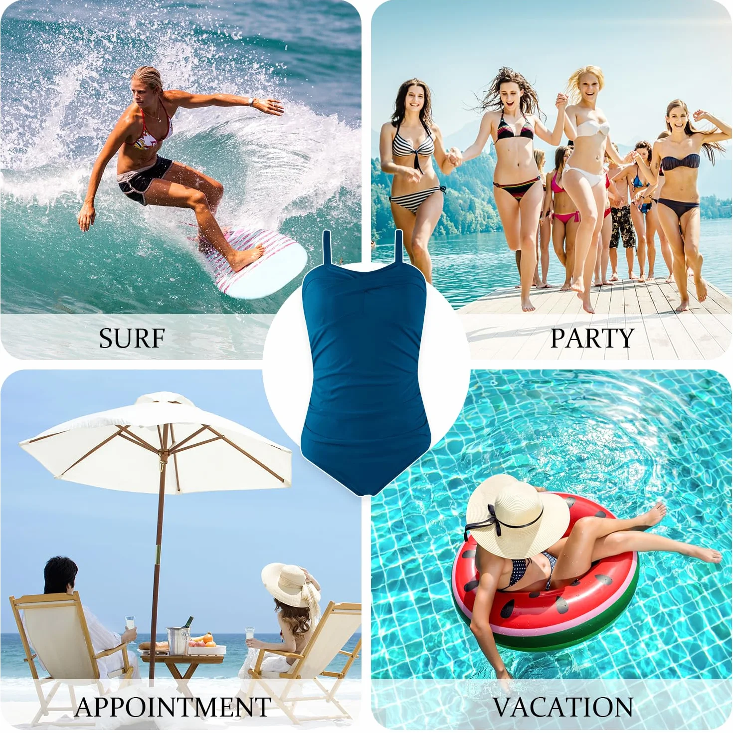 Yuson Girl Damski kostium kąpielowy, wyszczuplający brzuch, jednoczęściowy, push up, monokini, seksowny strój kąpielowy dla kobiet, z regulowanymi ramiączkami