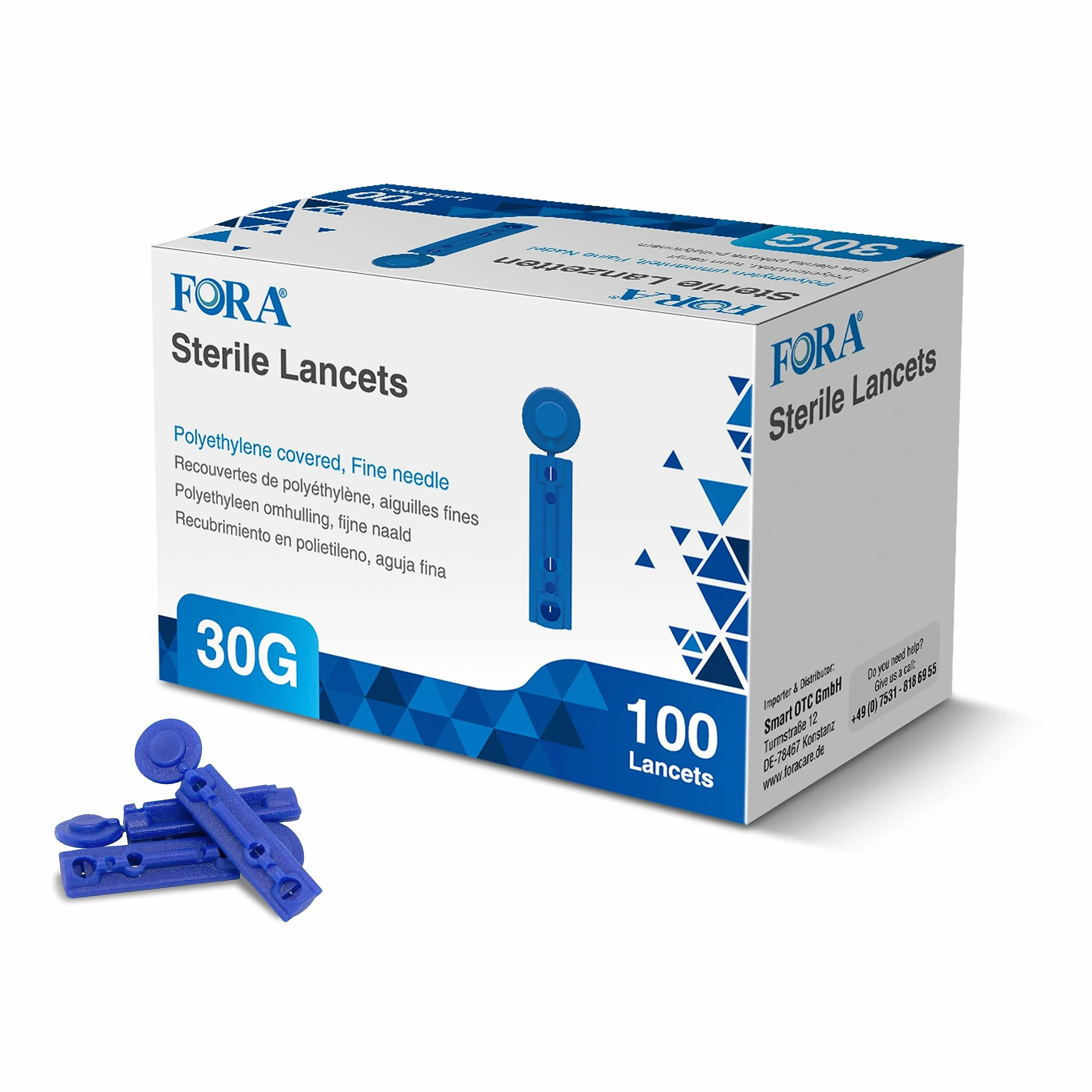 FORA Lancety 30 G sterylne / 100 sztuk