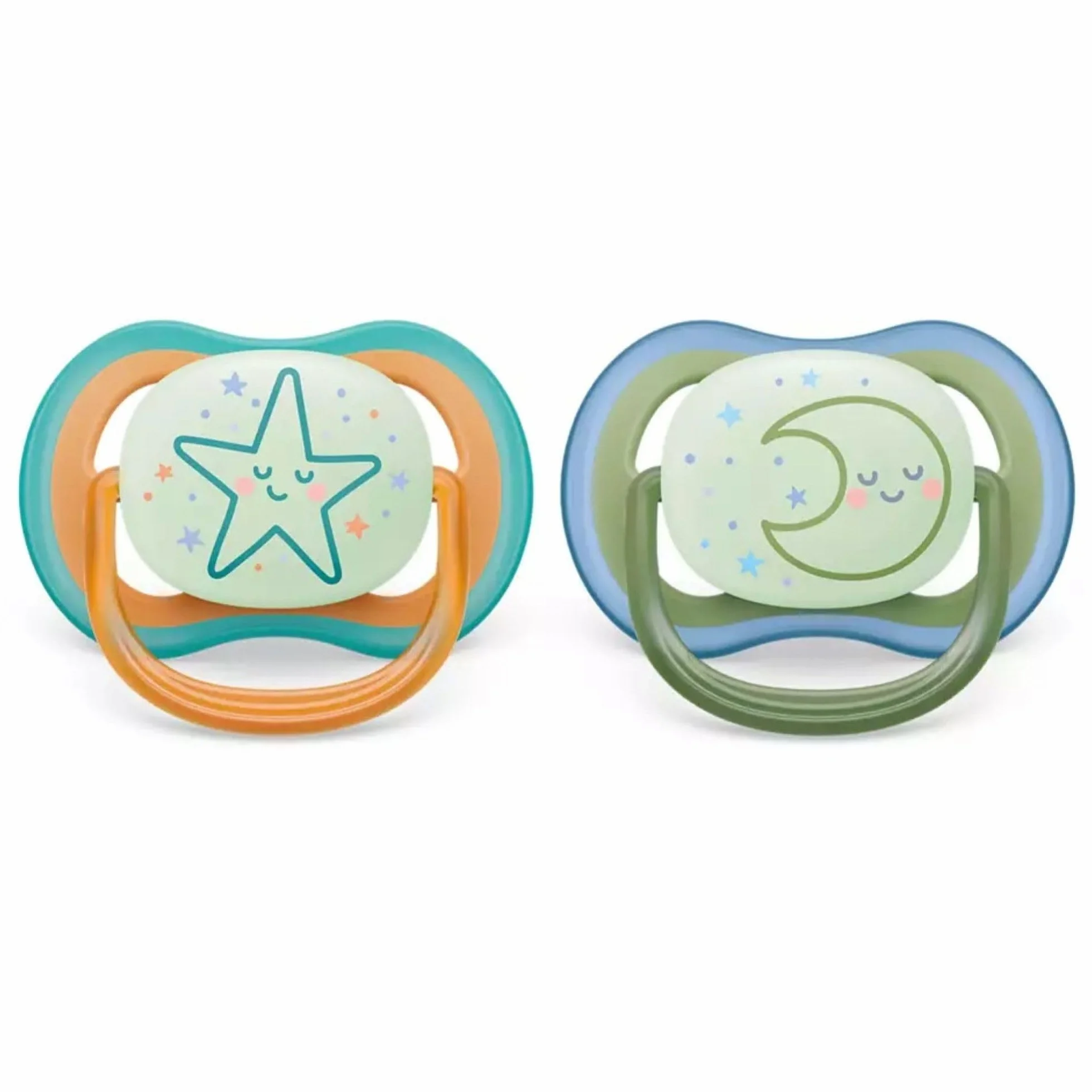 Philips Avent smoczek ultra air Nighttime – 2 sztuki, bez BPA, oddychający, świecący w ciemności smoczek dla dzieci od 18 miesięcy, w zestawie pudełko transportowe i sterylizacyjne (SCF376/23)