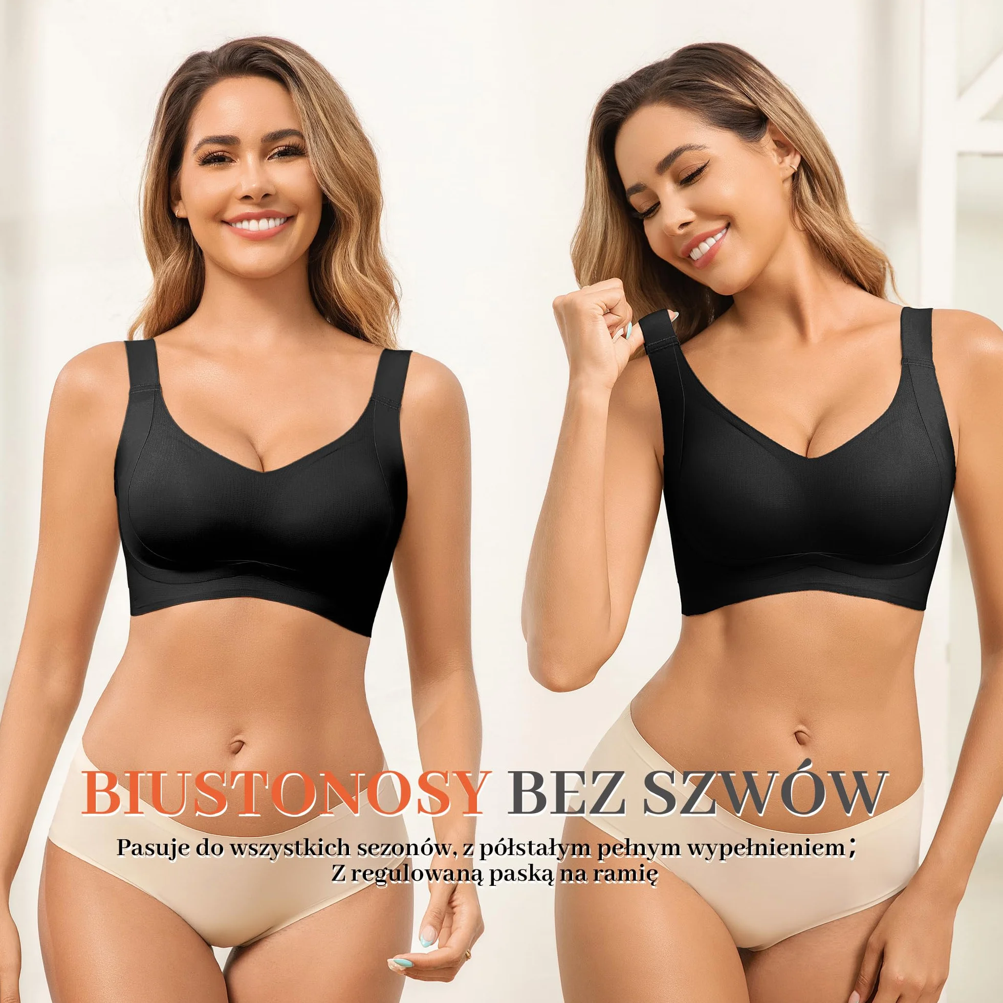 Biustonosz Bezszwowy Damski Push Up Bez Fiszbinów Niewidoczny