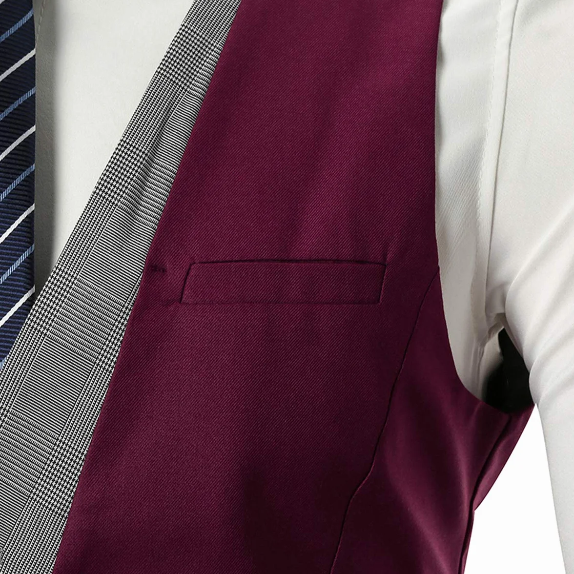 Męska kamizelka garniturowa Slim Fit Business Wedding w kratkę kamizelka garniturowa, czerwony, M