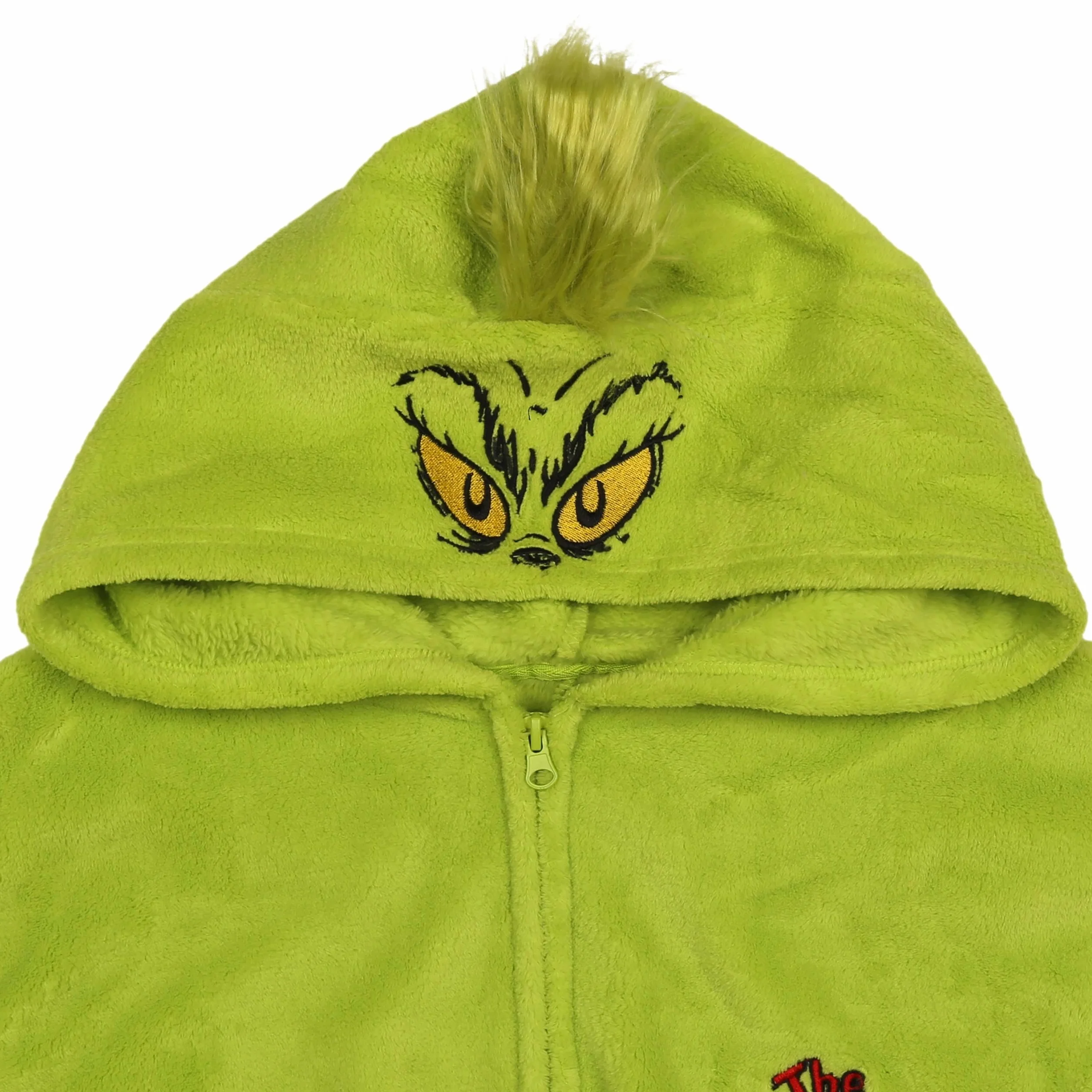 Grinch POLAROWA piżama JEDNOCZĘŚCIOWA zapinana na zamek, damskie CIEPŁE onesie z kapturem