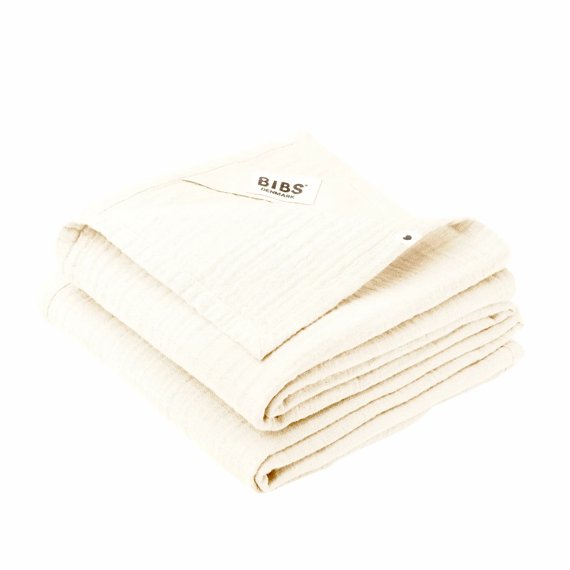 BIBS Muslin Cloth 2-pack, miękka zabawka uspokajająca, kocyk–przytulanka, kocyk dla niemowląt, 100% bawełna organiczna, 70x70 cm, Ivory
