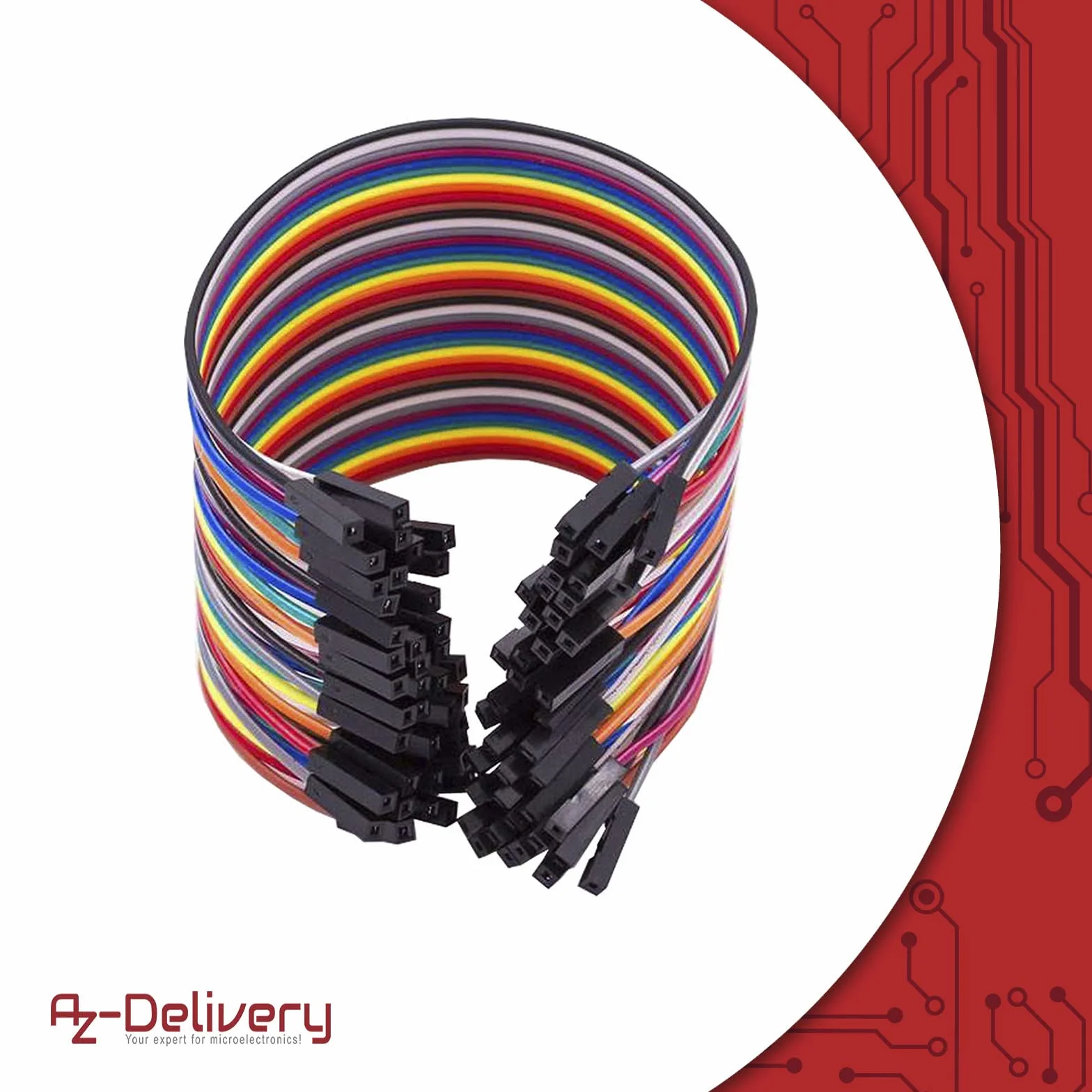 AZDelivery 5 x Jumper Wire Cable 40 szt. każdy 20 cm F2F Female to Female kompatybilny z Arduino i Raspberry Pi Breadboard tym e-Book!
