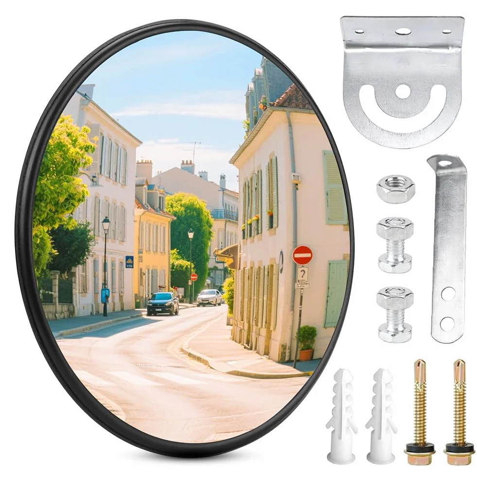 Lustro drogowe 30 cm, wypukłe lustro okrągłe z uchwytem, lustro szerokokątne 130° do garażu, wjazdu, magazynu, lustro uliczne, lustro wyjazdowe i pomoc parkingowa, lustro paraboliczne, lustro garażowe