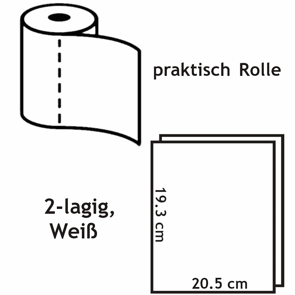 Netuno Ręczniki papierowe na rolce, ręczniki papierowe, składane ręczniki, miękkie, duże rolki, białe, 2-warstwowe, ekologiczne, naturalne, do WC, kuchni, delikatnego czyszczenia rąk, H