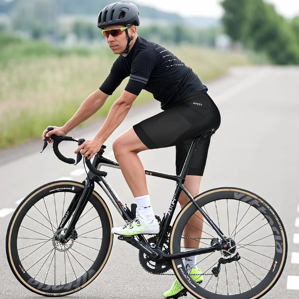 Męskie spodenki rowerowe spodenki kolarskie kompresja 3D wyściełane 3 kieszenie oddychające szybkoschnące bielizna rowerowa dla mężczyzn MTB rower motocykl, Rozmiar L:, L