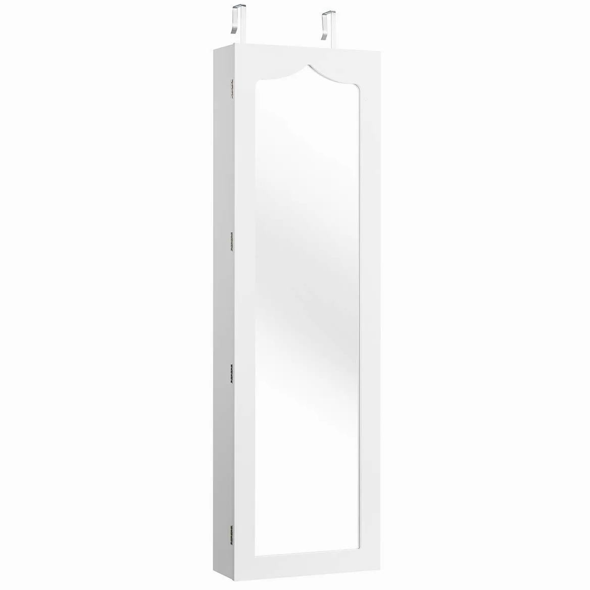 GIANTEX Szafka na biżuterię z 5 diodami LED, regał i komoda z lustrem na całe ciało, zamykana szafka z lustrzem, wisząca na drzwiach