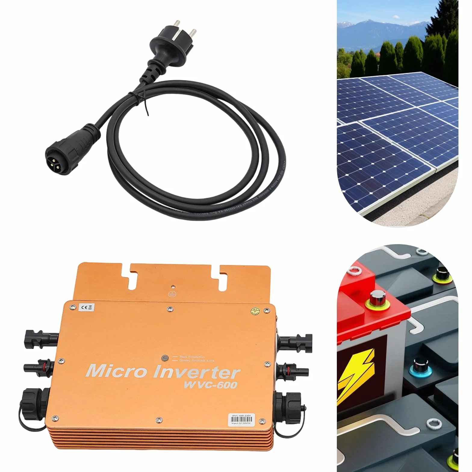 WVC-600 W falownik mikro-słoneczny MPPT przetwornica napięcia, wodoszczelność IP65, Solar Power Grid Tie Micro falownik do systemów wytwarzania prądu (nie jest to funkcja komunikacji)