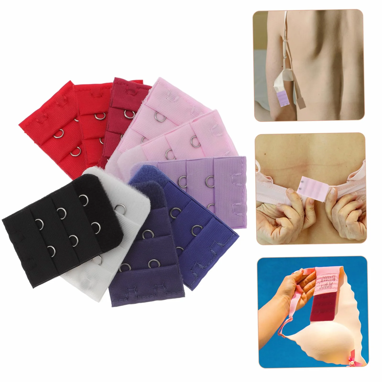 BESTYASH Zestaw Biustonoszy Essential Bra Kit 10 Szt Przedłużki Damskie Wąskie 3 Rzędy 2 Guziki Ułatwiające Dopasowanie Biustonosza