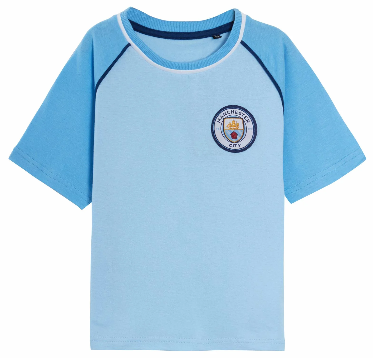 Dziecięce krótkie piżamy Manchester City FC Chłopcy Zestaw piżam Premiership Kit Krótkie spodenki + T-shirt