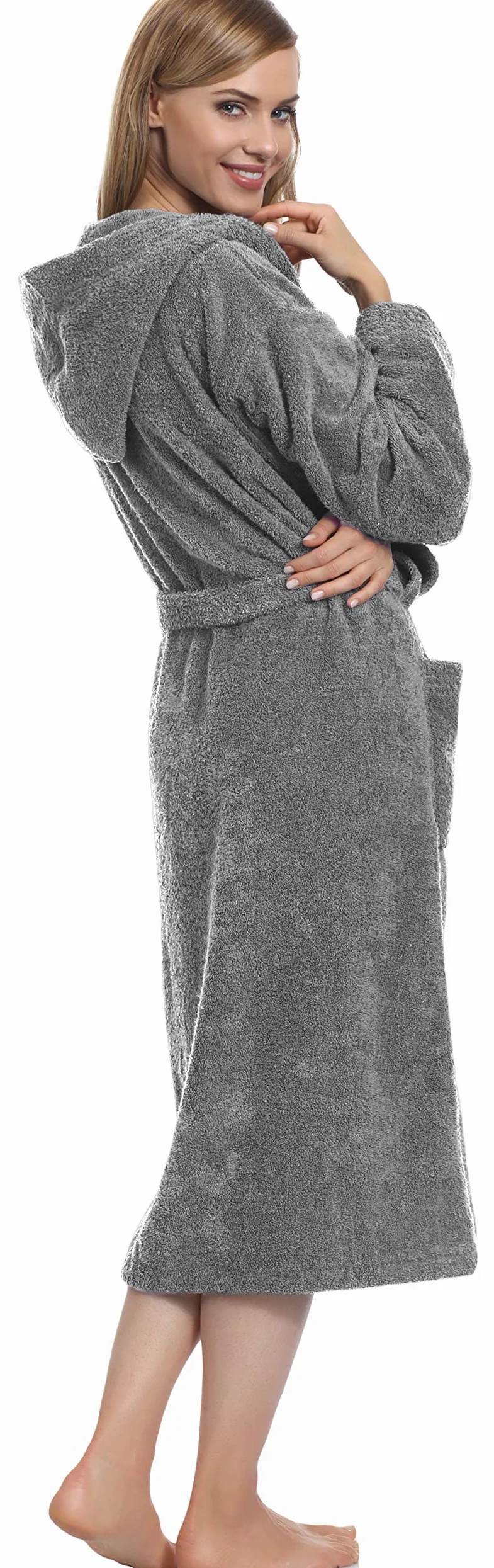 Ladeheid Damski Szlafrok Frotte Wykonany w 100% z Bawełny LA40-102