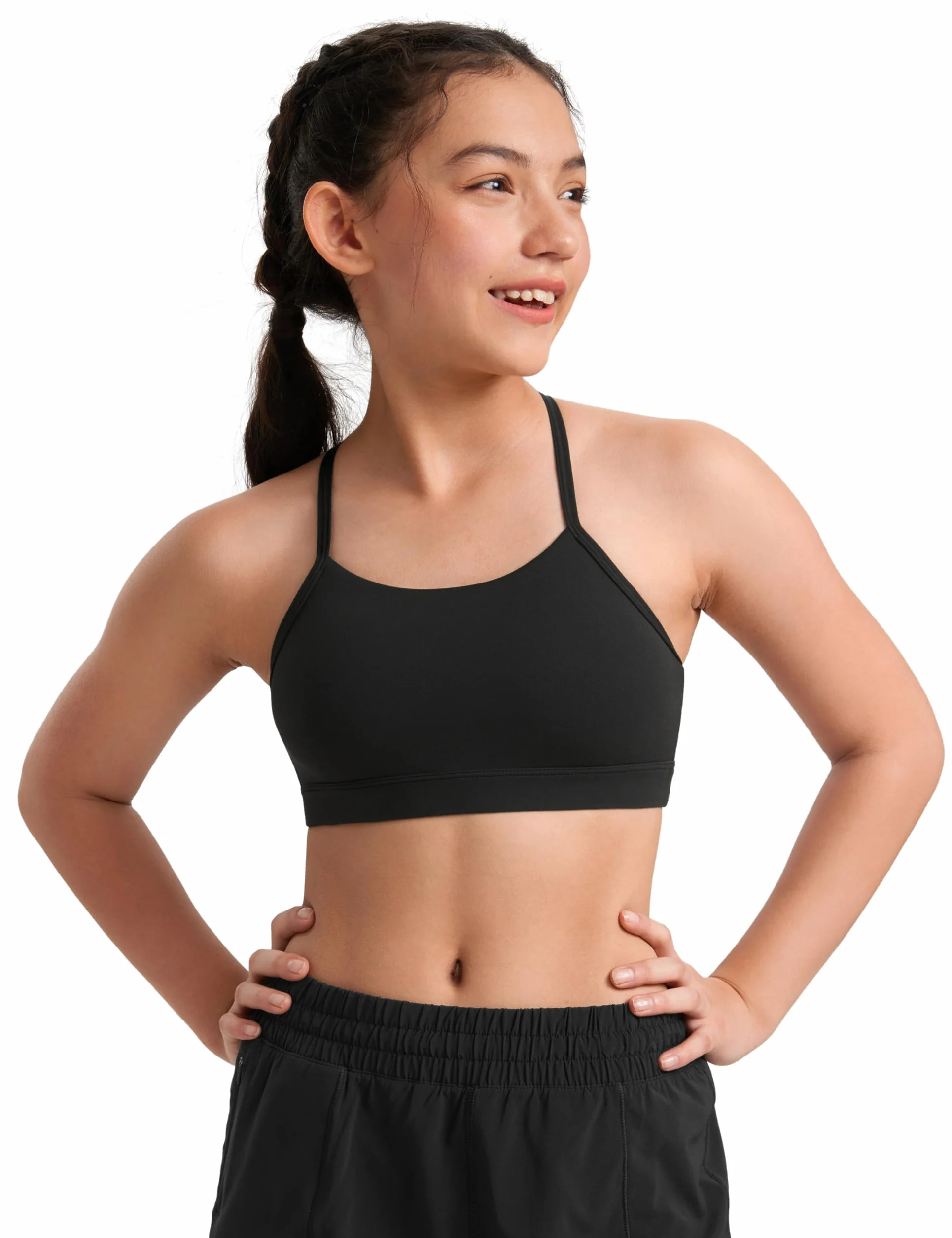 CRZ YOGA Biustonosz sportowy Butterluxe Girls - Spaghetti Strap Y Back Racerback dla nastolatek, dzieci, trening, joga, wygodny, krótki top