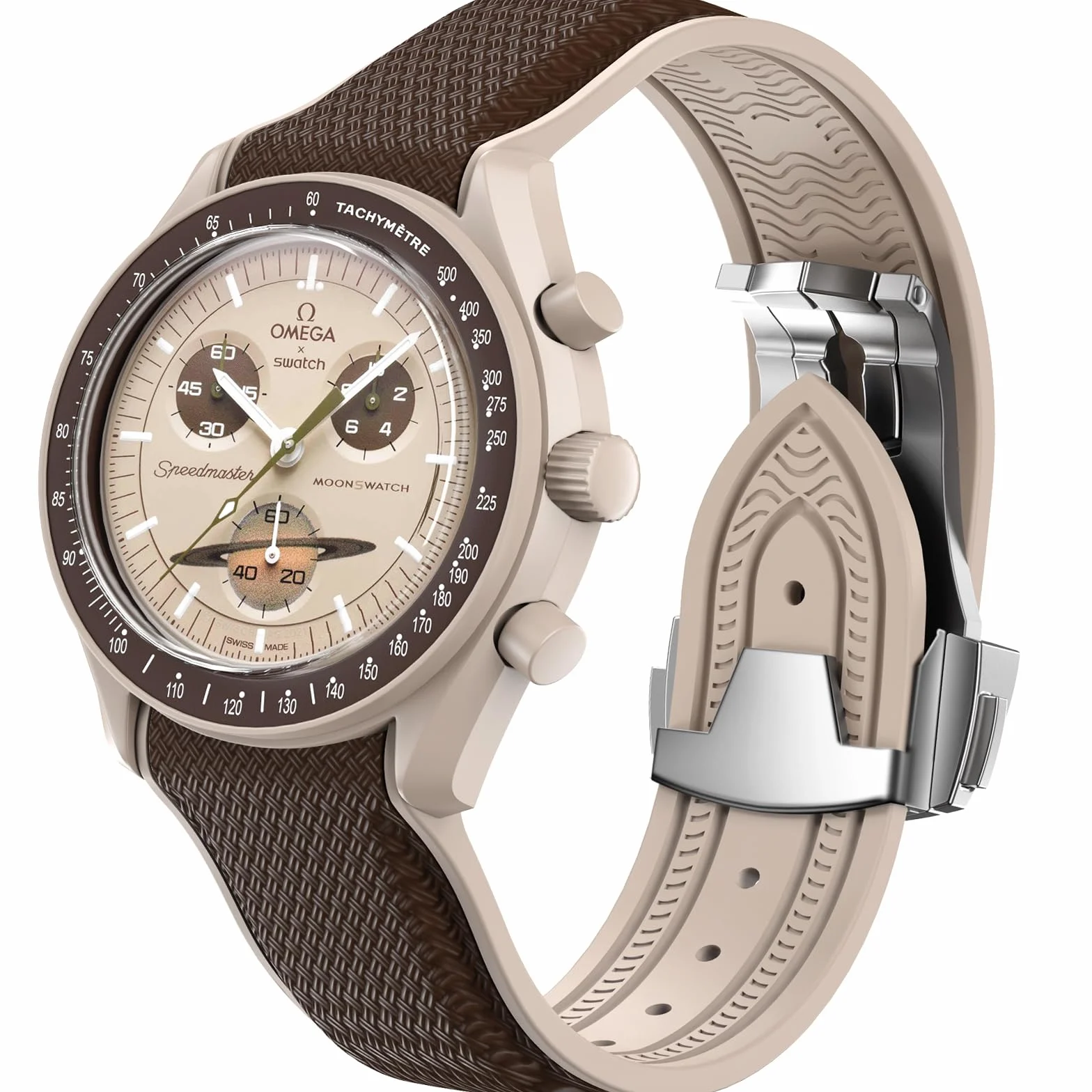 Pasek do zegarka Omega x Swatch MoonSwatch 20 mm, z zapięciem motylkowym, zamienny do Omega X Swatch Moonswatch Speedmaster, zakrzywiony, bez przerw, dla mężczyzn i kobiet