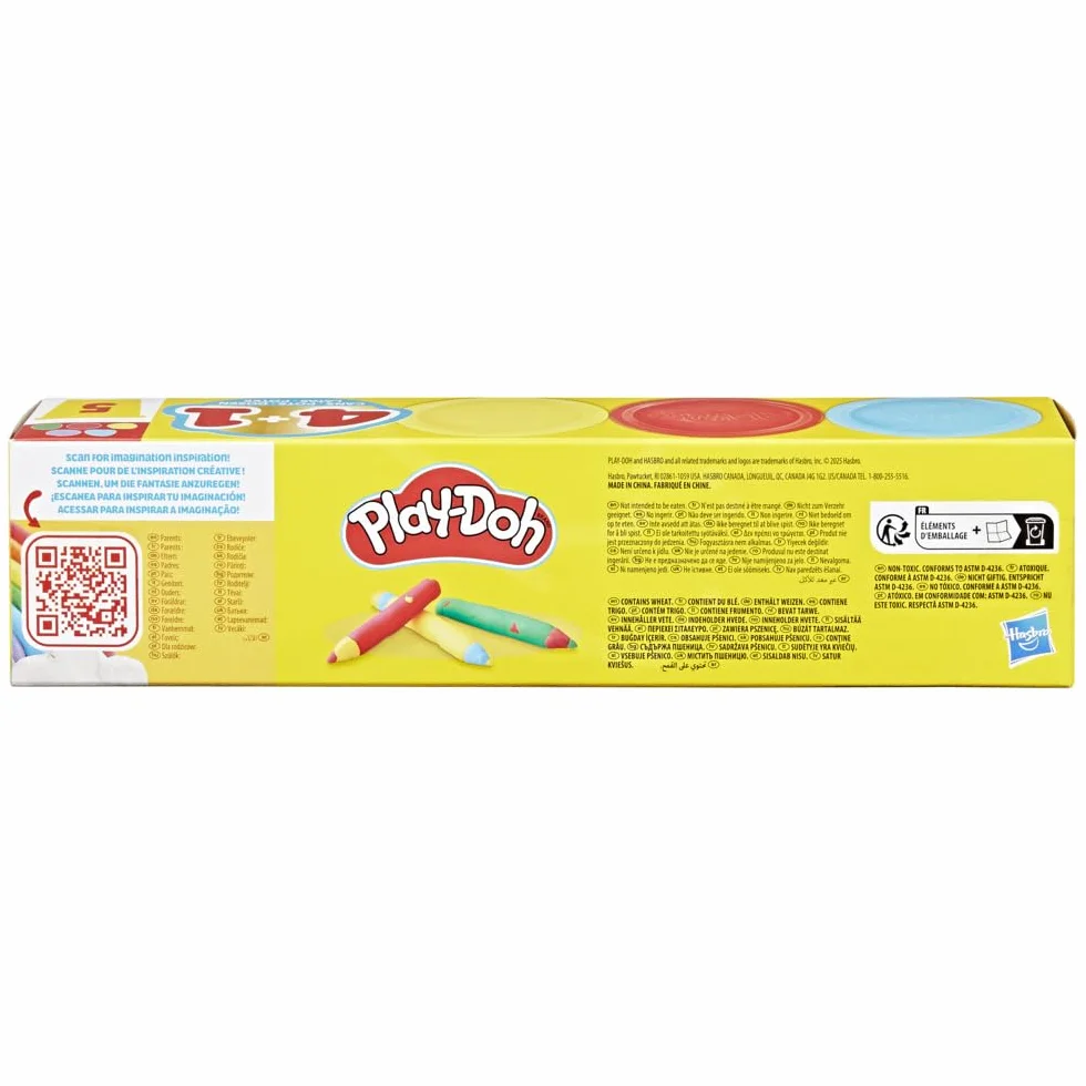 Pięciopak Powrót do szkoły Play-Doh, tuby po 85 gramów, zabawki przedszkolne dla dzieci w wieku od 2 lat, nagrody szkolne, ciastolina, zajęcia plastyczne
