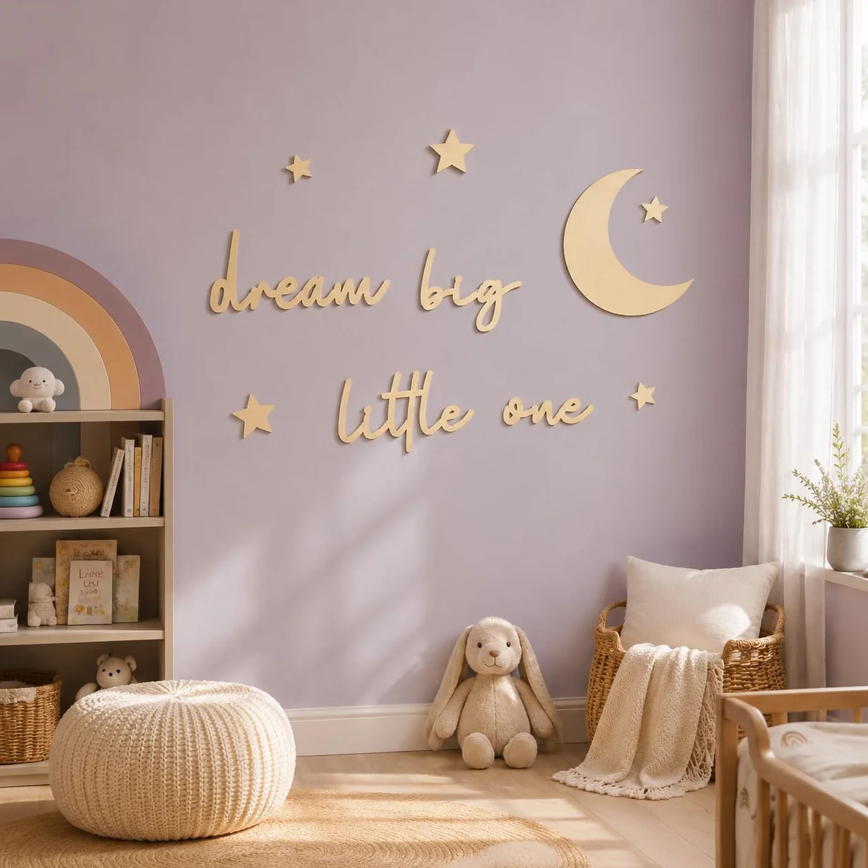 Lufdegim 11 sztuk drewnianych liter do dekoracji ścian Dream Big Little One, drewno, napis ścienny, dekoracja ścienna, do pokoju dziecięcego, sypialni, salonu, dekoracja