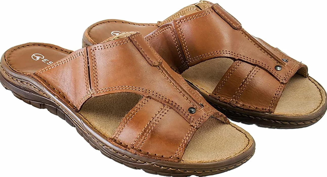ESTRO Sandały Męskie Skórzane Sandały z Prawdziwej Skóry Letnie Pantofle Męskie Buty Letnie S1