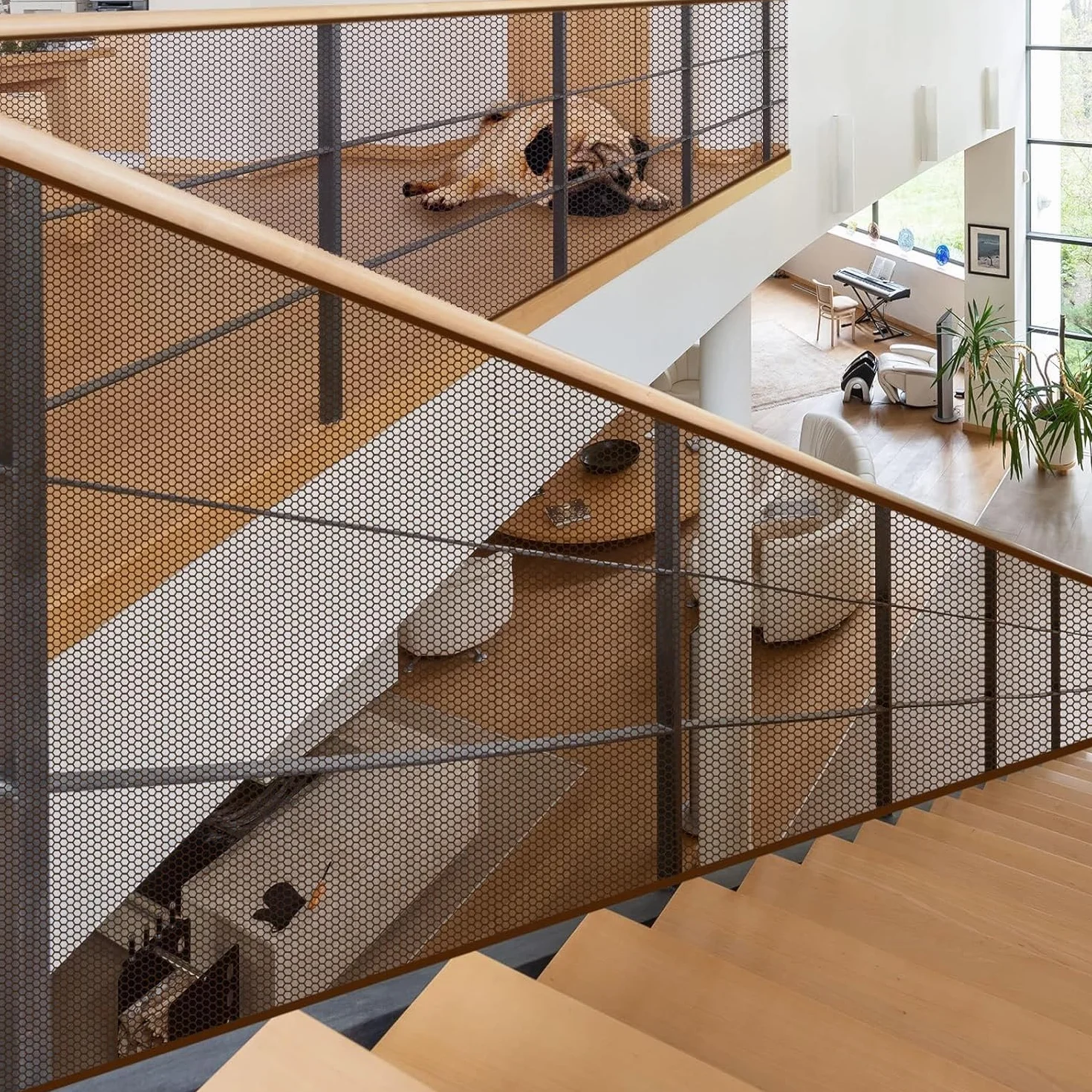 Siatka balkonowa dla niemowląt, Siatka Securite Schody, siatka bezpieczeństwa dla dzieci Do balustrady schodów (kawa, S (300 x 90 cm)