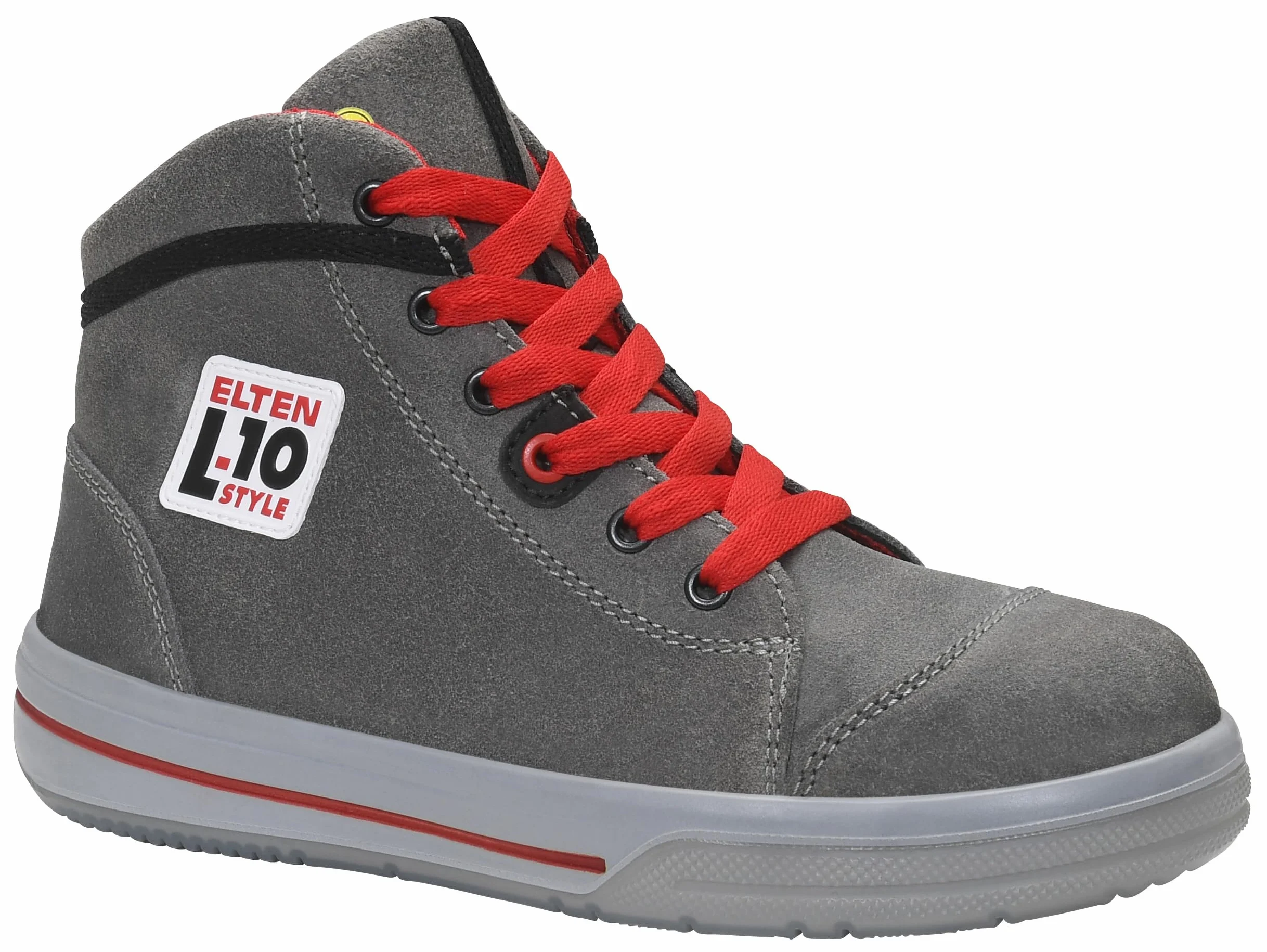 ELTEN Uniseks Elten Sicherheitsschuhe Vintage Mid Esd S3, Herren, Sportlich, Sneaker, Leicht, Grau/Rot, Stahlkappebuty ochronne