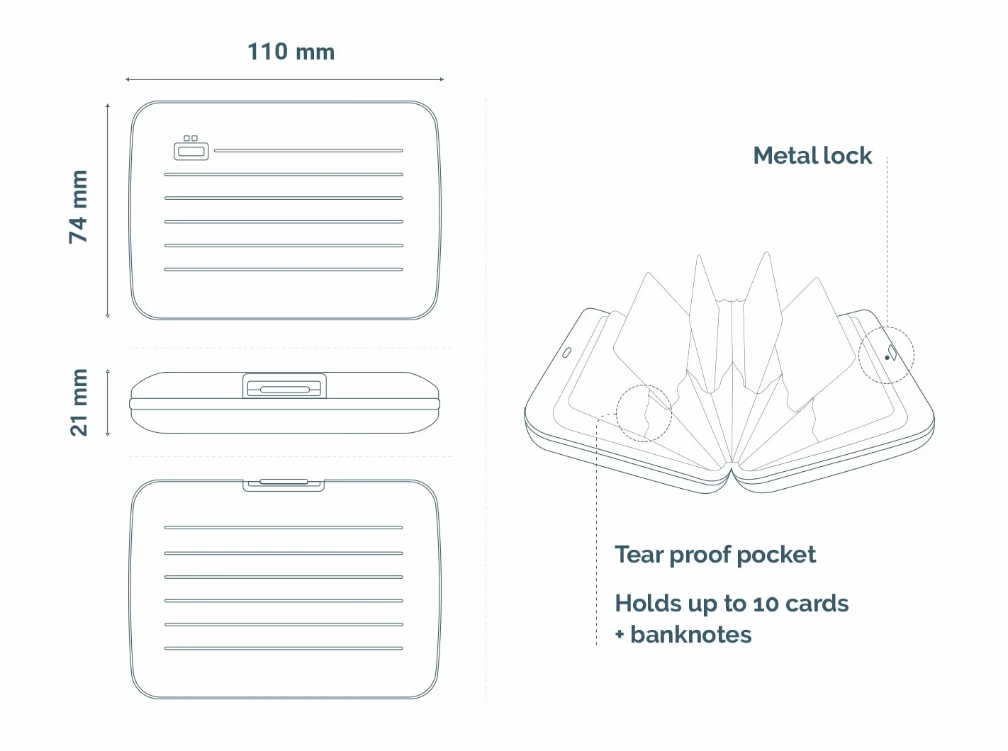 Aluminiowe etui na karty RFID Smart Case OSLO Arctic Blue