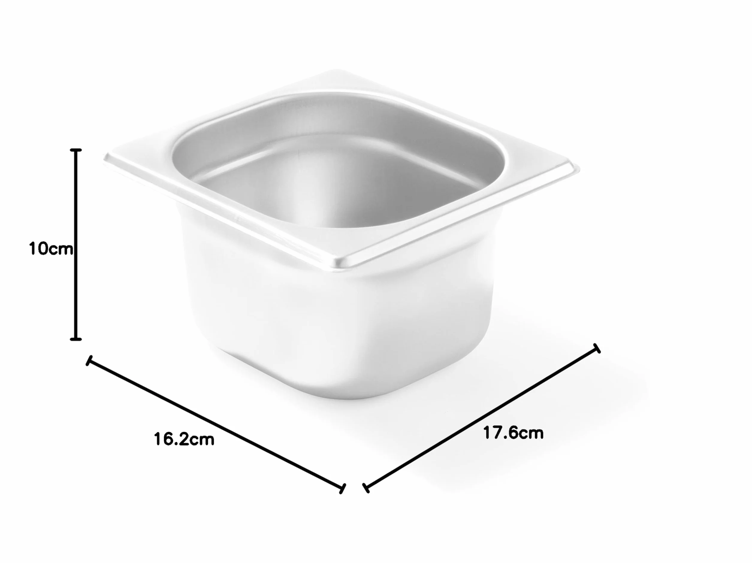 HENDI Pojemnik GN1/6, odpowiedni do piecach konwekcyjnych, lodówkach, bemarach i podgrzewaczach, odporny na temperaturę od -40° do 250°C, 1,6L, 176x162x(H)100mm, stal nierdzewna