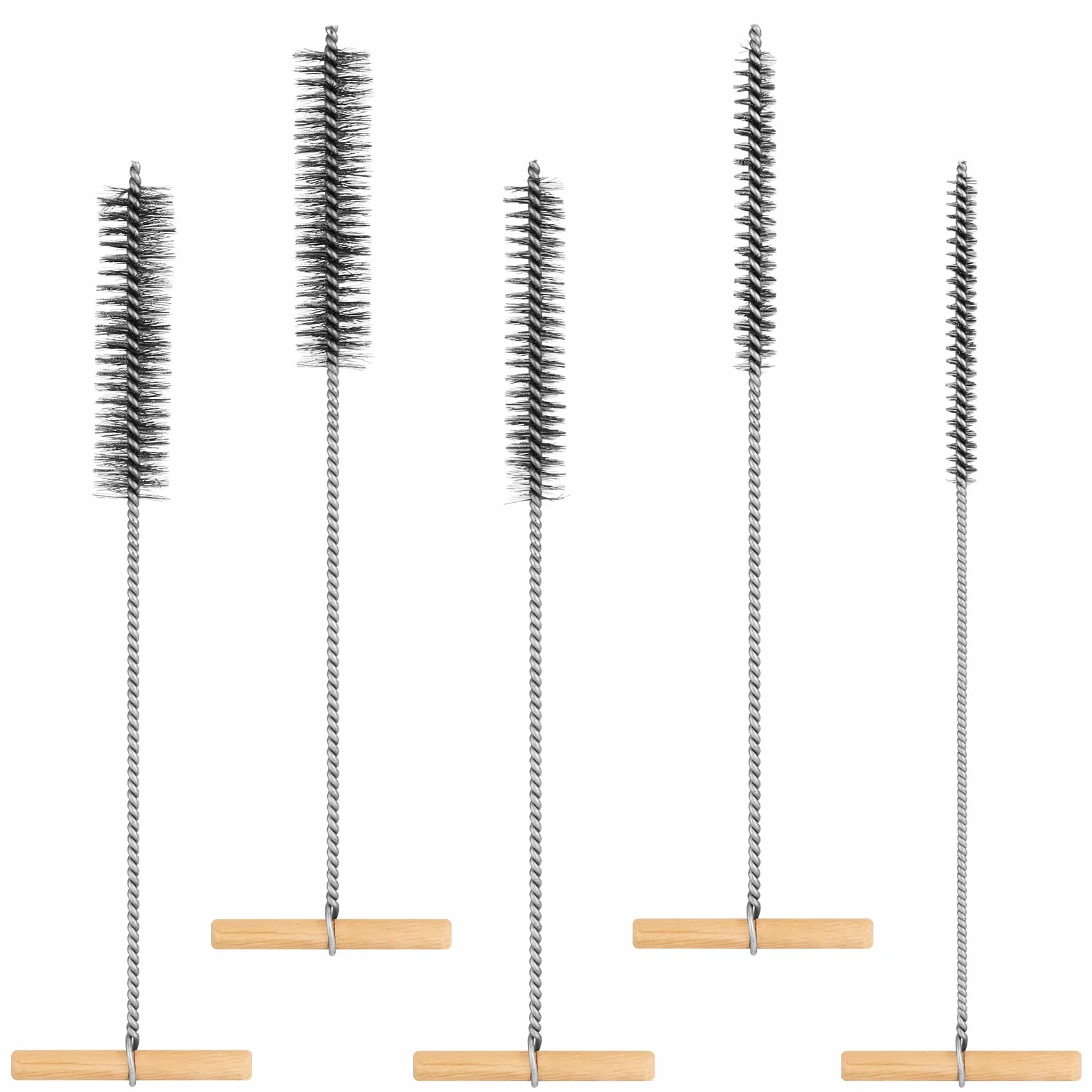 Zestaw 5 szczotek do otworów, 8 mm/12 mm/16 mm/20 mm/25 mm, szczotka do rur z uchwytem T, okrągła szczotka do czyszczenia otworów, szczotka do czyszczenia rur do wiertarek udarowych, efektywne