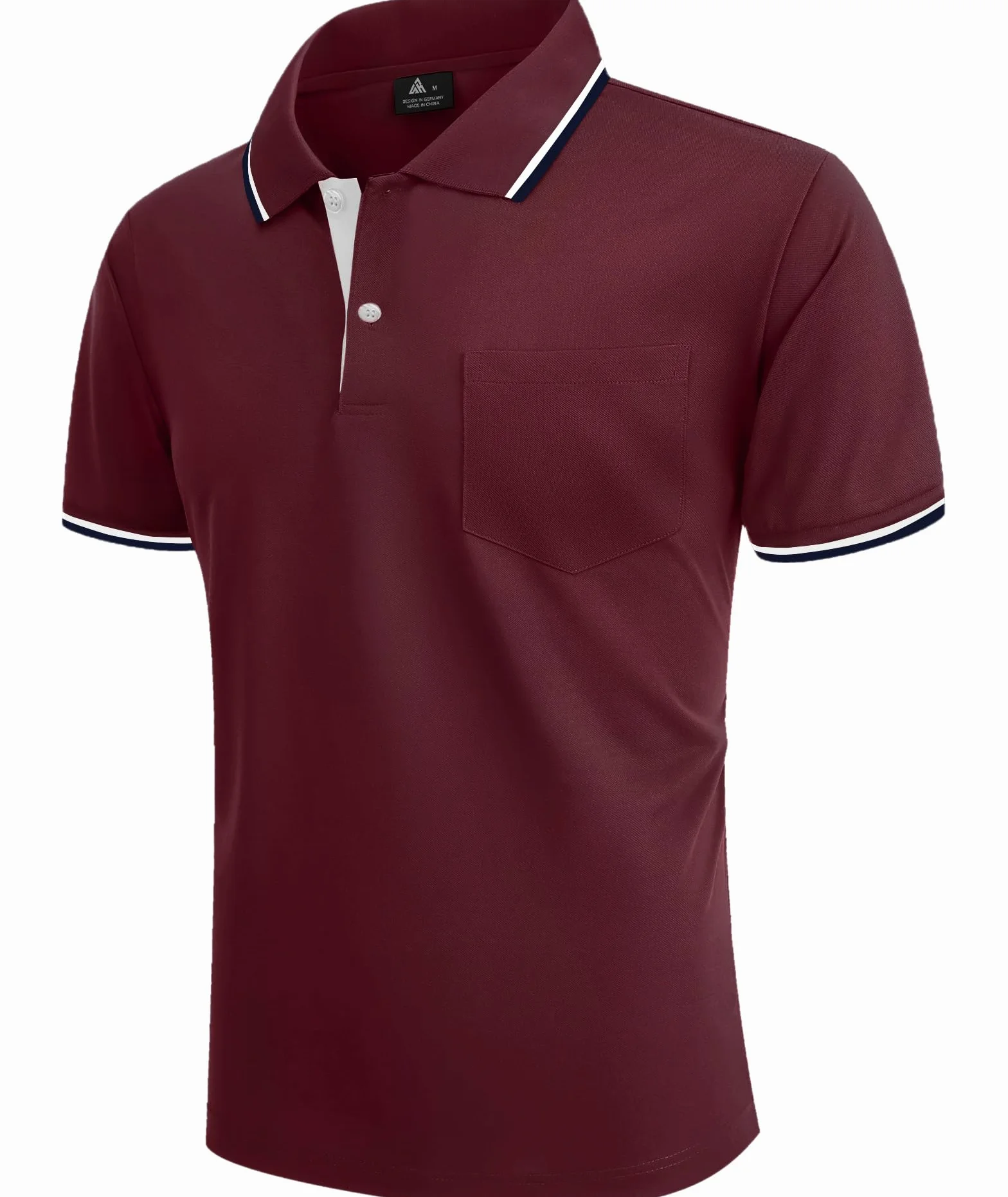 zitysport Męska koszulka polo, z krótkim rękawem, oddychająca koszulka polo na lato, sportowa, krój slim fit, z kieszenią na piersi, koszulka polo