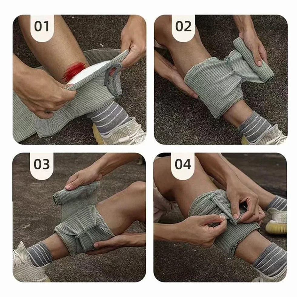Bandaż Izraelski 4", 4 sztuki, hemostatyczne opaski uciskowe, elastyczny bandaż, bandaż ratunkowy, taktyczne opaski uciskowe, opaski uciskowe, elastyczny bandaż, bandaż do pierwszej pomocy w nagłych