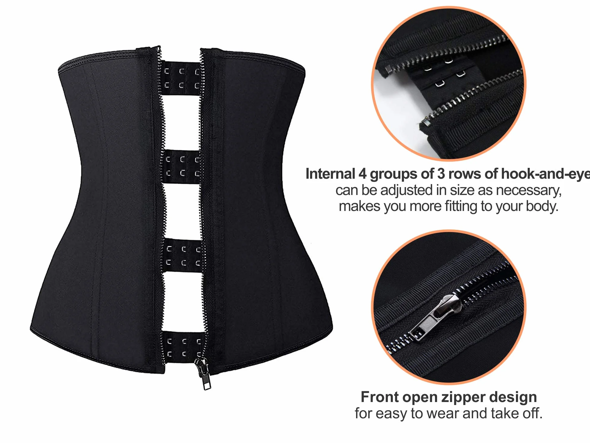 YIANNA Waist Trainer damski gorset wyszczuplający brzuch, zamek błyskawiczny, gorset sportowy