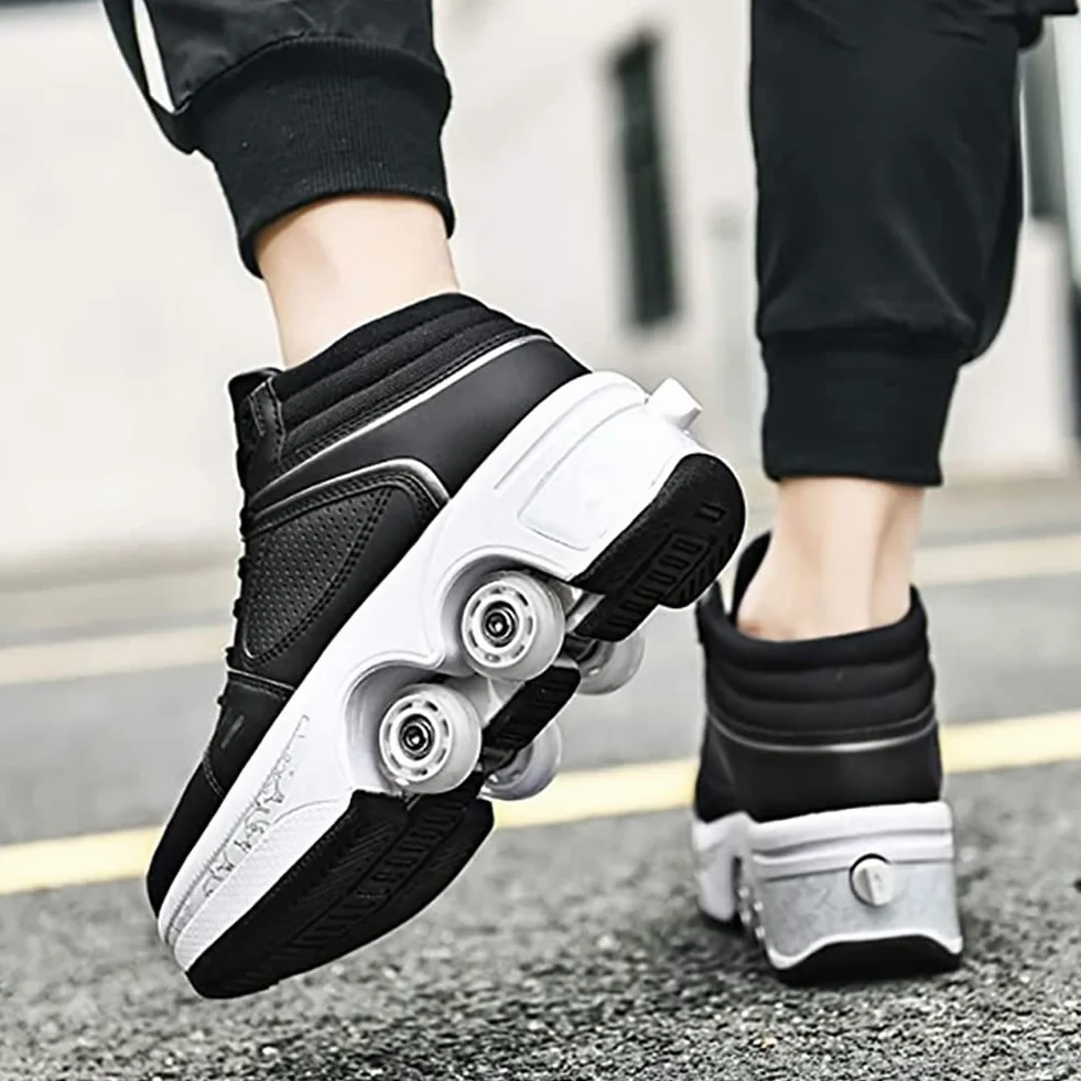 Buty z kółkami LED, świecące łyżwy, 4-kołowe, regulowane, ukryte kółka, buty do biegania, dla mężczyzn, kobiet, dzieci