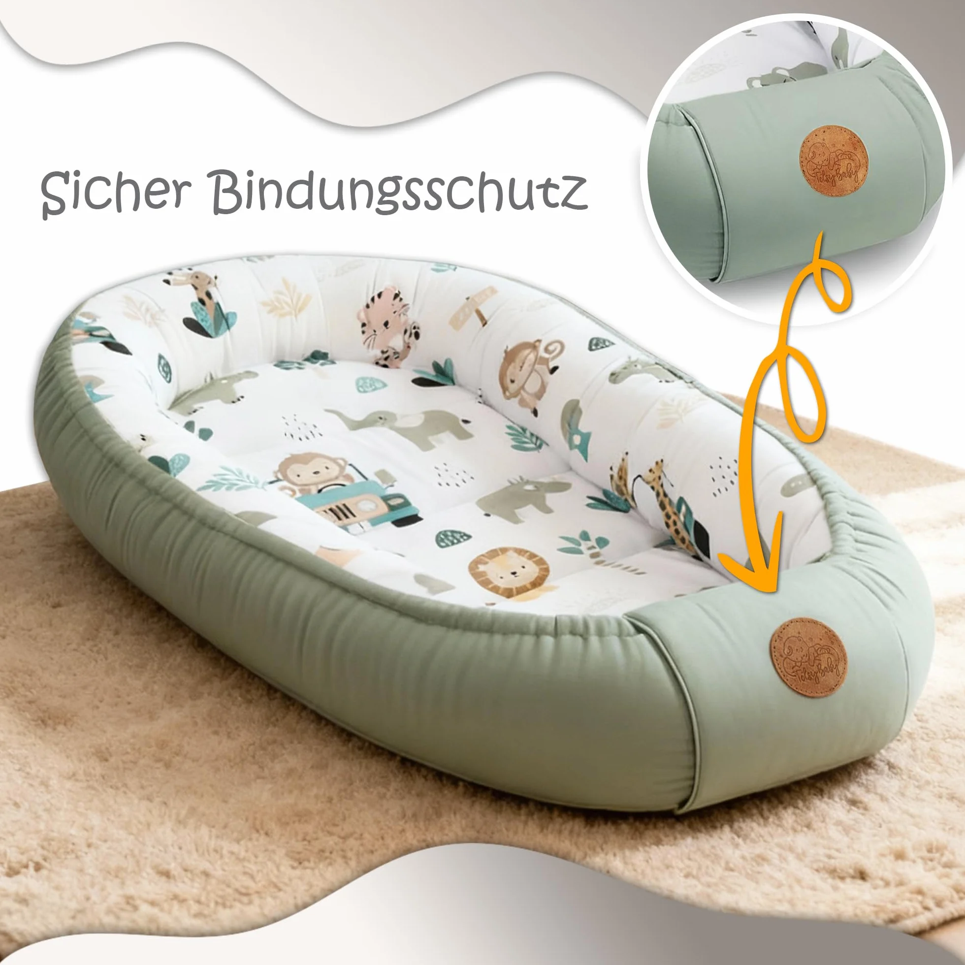 Babynest kokon noworodka 90 x 50 cm - Ręcznie wykonane przytulanki kokon niemowlęce wykonane z bawełny mis