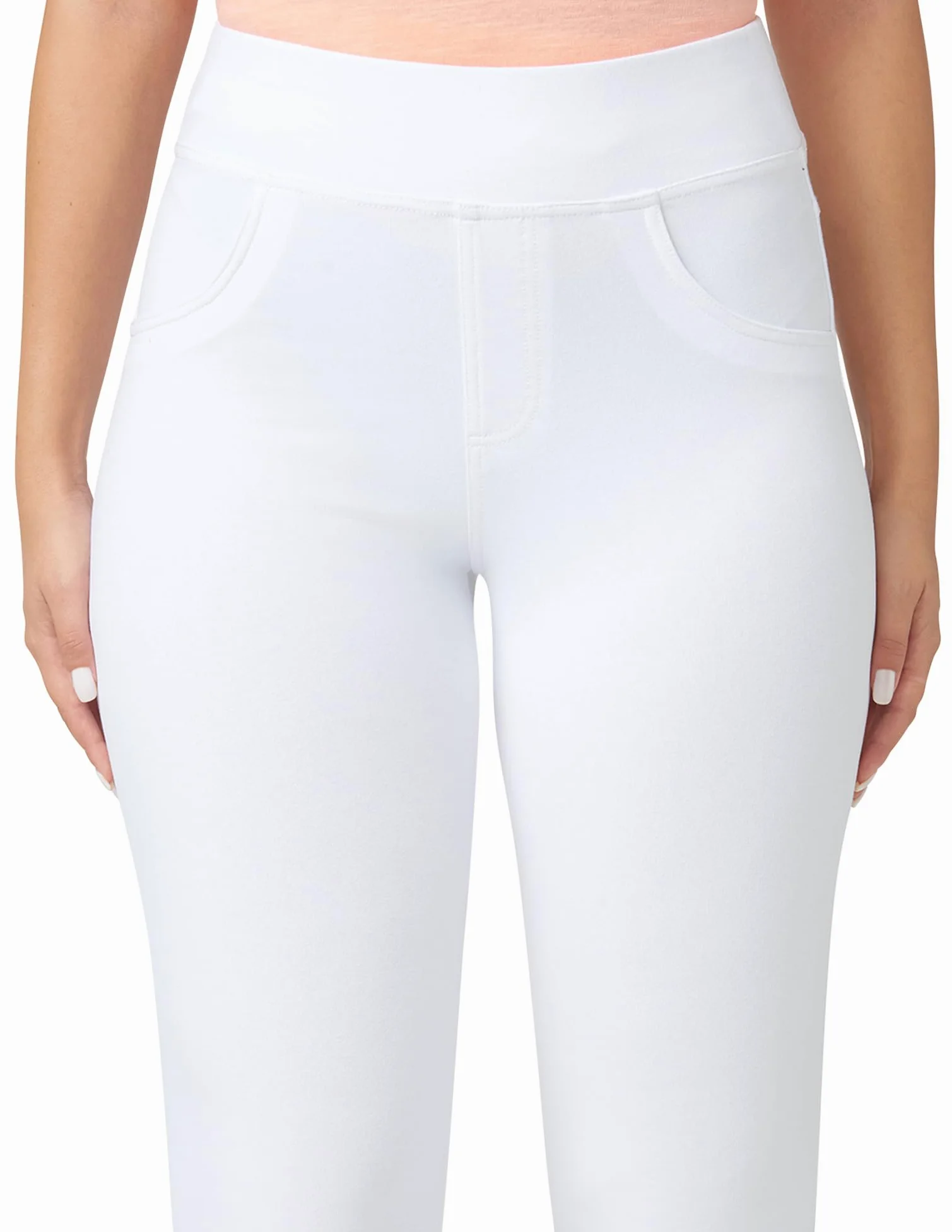 HUE Super Soft Stretch High Rise Straight Leg Denim Leggings, Jeggings With No Side Seams - Leginsy Kobiety