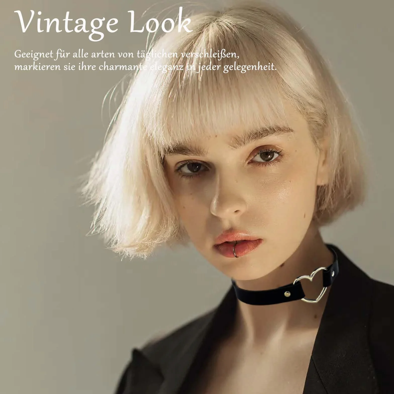 Biżuteria punkowa choker w kształcie serca, styl punk, gotycka skóra PU, naszyjnik z możliwością regulacji, elegancki naszyjnik, naszyjnik typu choker, czarny, stop z zapięciem dla kobiet i mężczyzn,